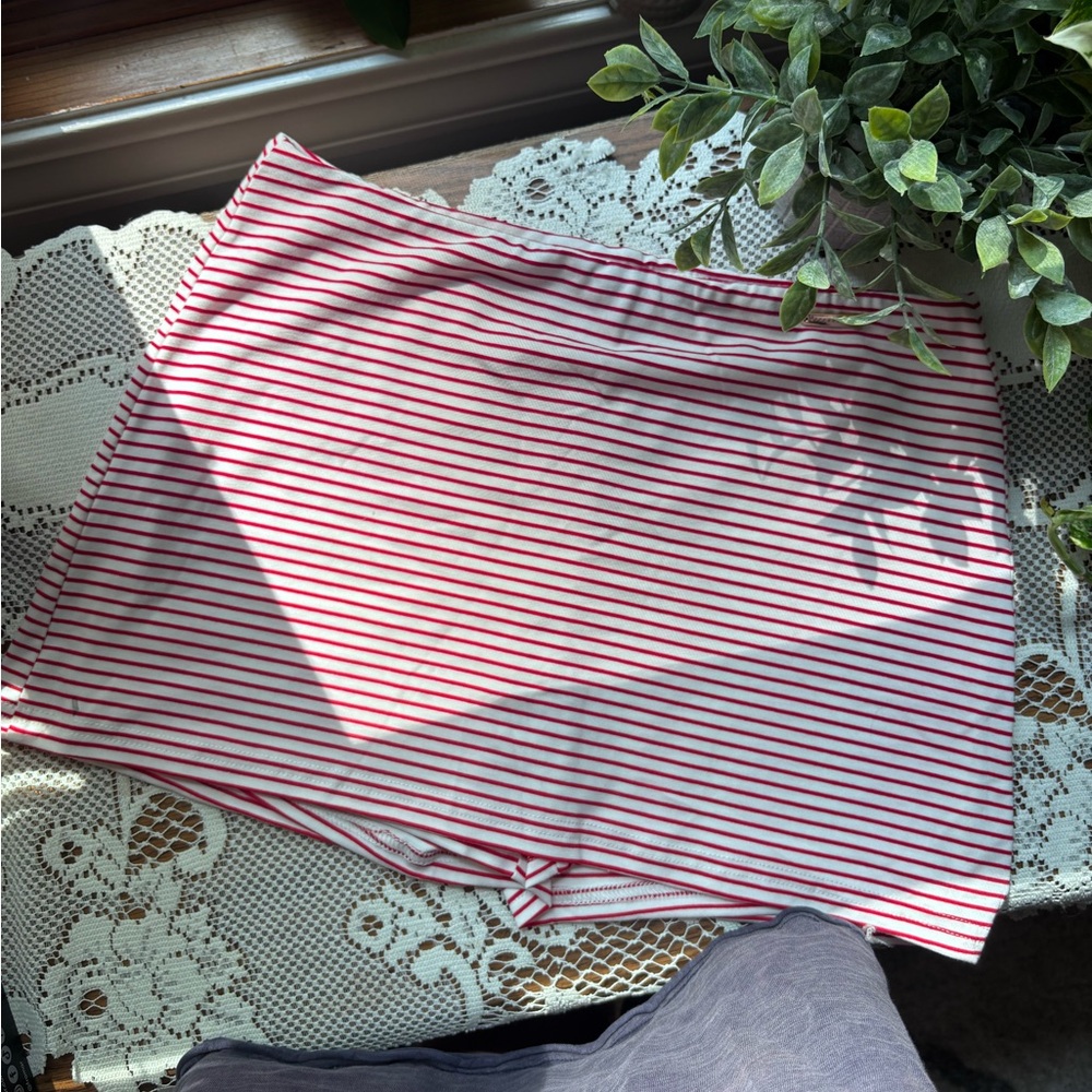 Red and White Striped Pencil Skirt w/ built in shorts!